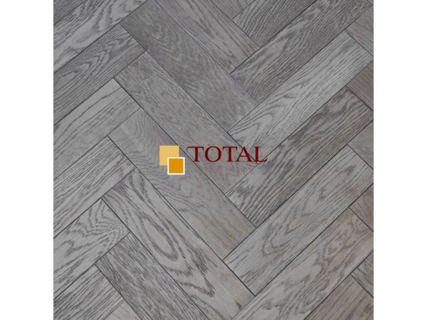 Herringbone Engineered Oak Floor Gunmetal Grey (Brushed Matt Lac) DIY box 18/3 x 80 x 300mm